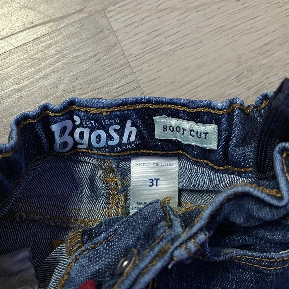 OshKosh B'gosh Boot Cut Jeans Kids 3T Dark Blue Denim Adjustable Waist